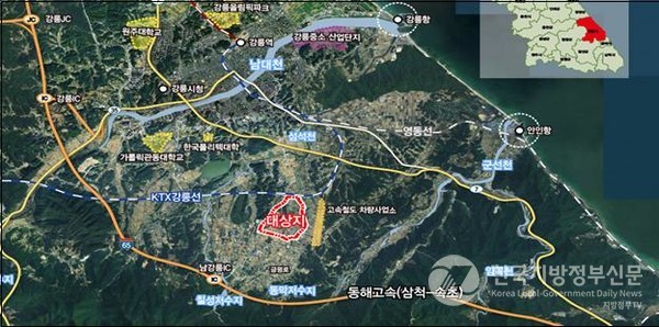 강원도 강릉시 구정면 금광리 천연물 바이오 산업단지 위치도/사진=강원도