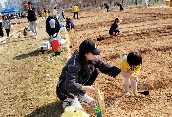 나주시가 조성한 공영텃밭의 분양 경쟁률이 2:1로 높을 만큼 인기를 끌고 있는 가운데 지난 1일 총 340 구획의 공영텃밭을 분양했다(사진=나주시청)