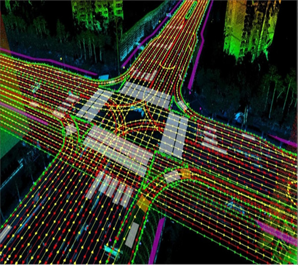 3차원 점군 데이터로 표시한 성남시 분당구 백현동 느티나무사거리 정밀 지도 (자료=성남시청)