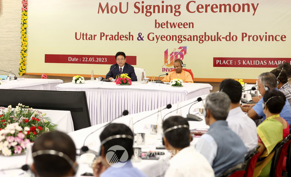 U.P.주 최대의 산업지역인 노이다(Noida)시에서 경북기업 및 물품을 홍보하는 2년 주기의 경북페어(GB-Fair) 개최를 협약했다(사진=경북도청)