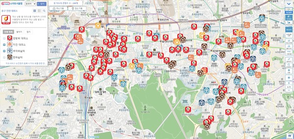 서울 중구(구청장 김길성)가 폭염 특보 등 재난 문자 발송 시 인근 대피소 정보를 문자 내용에 포함하는 ‘친절한 안심 중구’ 사업을 시행한다. (자료=서울 중구청)