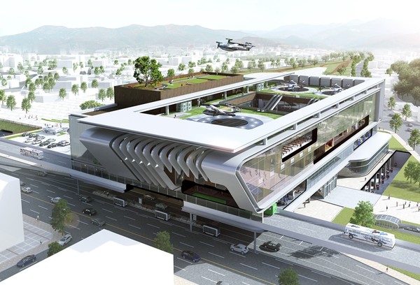 강릉시는 철도, 버스뿐 아니라 자율주행차, 도심항공교통(UAM) 등 미래 모빌리티까지 동시에 연계하는 ‘강릉역 미래형 복합환승센터’의 구체적인 청사진을 마련한다. 강릉역 미래형 복합환승센터 구상안 (자료=강릉시)