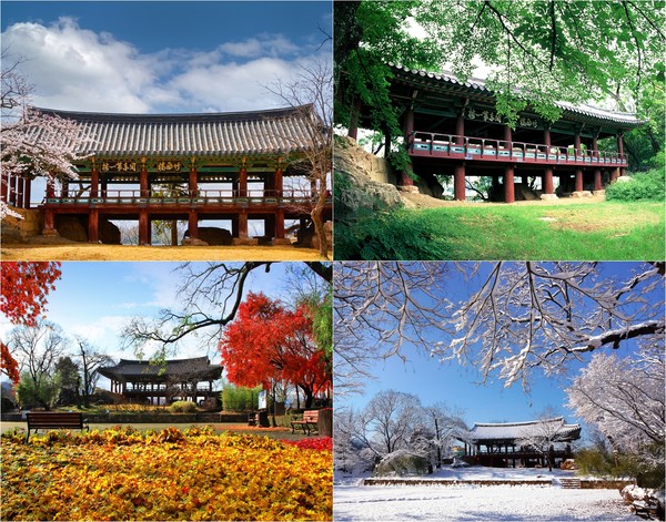 죽서루 봄, 여름, 가을, 겨울 모습 (사진=삼척시)