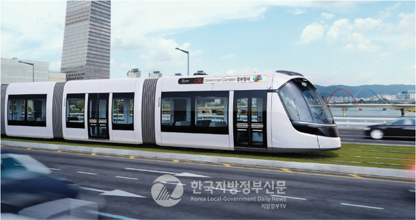 단일 노선으로는 세계 최장 노선이 될 대전도시철도 2호선 트램이 새롭게 개발된 최첨단ㆍ친환경 수소 기술의 완전 무가선 방식으로 건설된다. 수소트램 조감도(사진=대전시청)