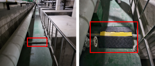 근로자의 의견을 반영한 지하 시설물 통로에 배관으로 인한 넘어짐 방지 조치 모습 (사진=서울시)