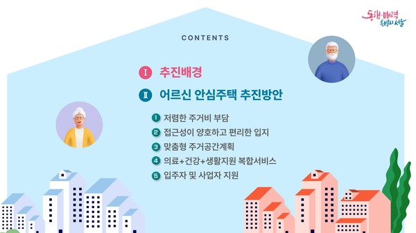 시는 대한민국 인구 5명 중 1명이 65세인 ‘초고령사회’ 진입이 1년여 앞으로 다가온 가운데, 서울시가 노년기 가장 무거운 경제적 부담이자 삶의 질을 결정짓는 ‘고령자 주거 안정’을 돕기 위해 특단의 대책을 마련했다. (자료=서울시)