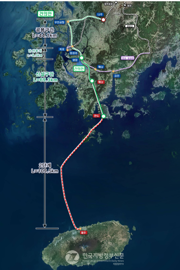 전남 완도군과 영암군, 해남군이 공동으로 건의한 서울~완도~제주 고속철도 건설사업이 ‘제5차 국가 철도망 구축계획’에 반영될 지 관심이 쏠리고 있다(사진=완도군청)
