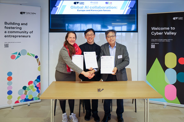 서울시는 유럽 최대 인공지능 연구 컨소시엄으로 꼽히는 ‘사이버밸리(Cyber Valley)’와 손잡고, 국내 인공지능(AI) 스타트업의 해외 진출, 스케일업 지원에 속도를 낸다. 업무협약식 모습 (사진=서울시)