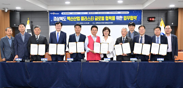 경북도는 25일 국제백신연구소와 백신산업 클러스터 글로벌 협력을 위한 MOU를 체결하고, 국제백신연구소 안동분원 현판식을 진행했다. (사진=경북도)