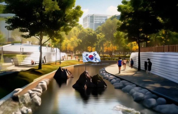 은평구는 독도의 실제 크기 100분의 1로 축소한 조형물을 녹번천에 설치한다. (자료=은평구)