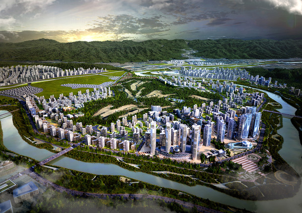 ‘Central Hub of Air City’를 비전으로 설정한 군위하늘도시는 쾌적한 정주환경, 친환경 청정도시, 편리한 생활 인프라, 탄소중립 선도도시라는 4대 전략을 기반으로 미래형 스마트 도시로 개발돼 공항을 중심으로 구축되는 거대 공항경제권 중심에서 핵심적인 역할을 하는 도시로 성장할 것으로 기대된다. (자료=대구시청)