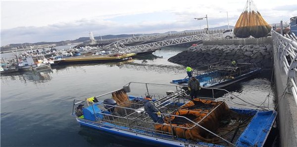 홍성군이 전국 최초로 조미김 수출가공업체의 김 양식을 시작하며 생산부터 수출까지 아우르는 수직계열화 체계 구축에 시동을 걸었다. (사진=김지수 기자/충남 홍성군청)
