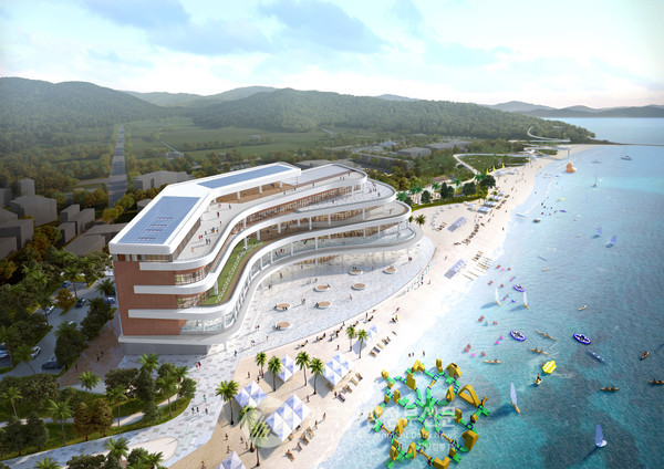  보성군이 ‘율포해양복합센터’를 대한민국 남해안 해양레저 랜드마크로 도약시키기 위한 프로젝트에 착수했다. 율포해양복합센터 조감도(사진=조용원 기자/보성군청)
