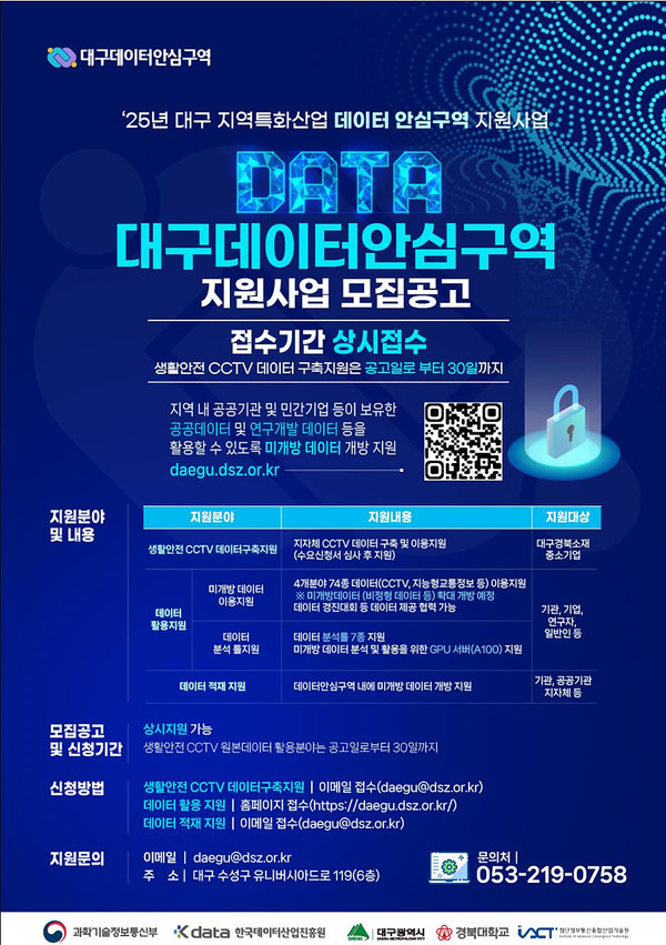 대구광역시가 데이터안심구역 거점 지정으로 연구개발·창업 인프라를 한층 보강하게 됐으며, 대학·스타트업·대기업이 협업할 수 있는 장으로도 부상했다. (자료=대구시청)