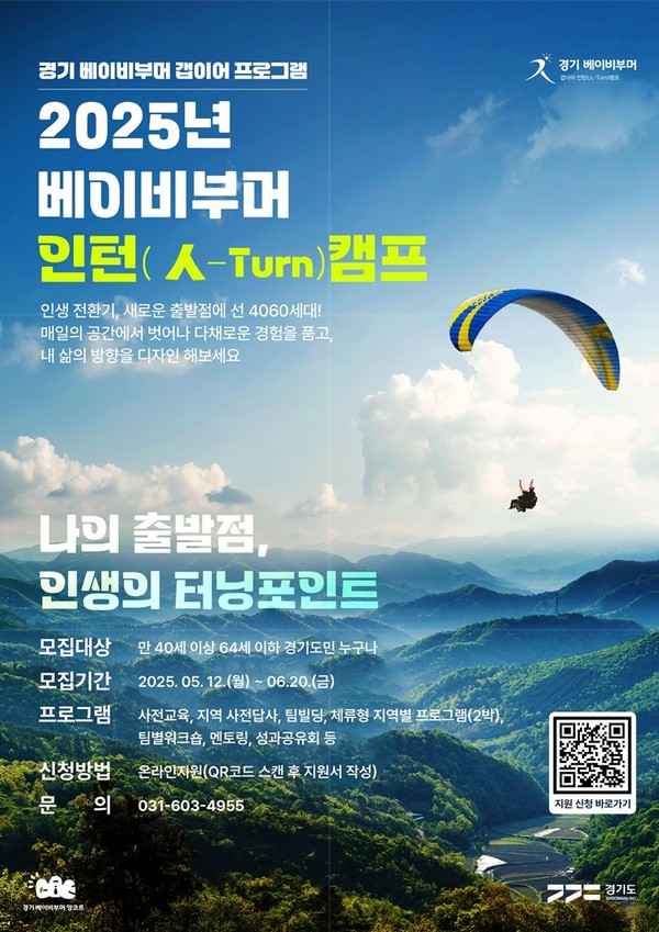 2050년 한국이 세계 최장수 국가로 전망돼 고령층 경제활동 참여가 고령사회 지속 가능성의 핵심으로 여겨지는 가운데, 경기도(도지사 김동연)의 ‘인턴(人-Turn)캠프’는 개인의 전환을 돕는 동시에 지역사회 인력난 해소에도 기여해 고령 친화 · 생애전환 정책의 롤모델로 주목받고 있다. (자료=경기도청)