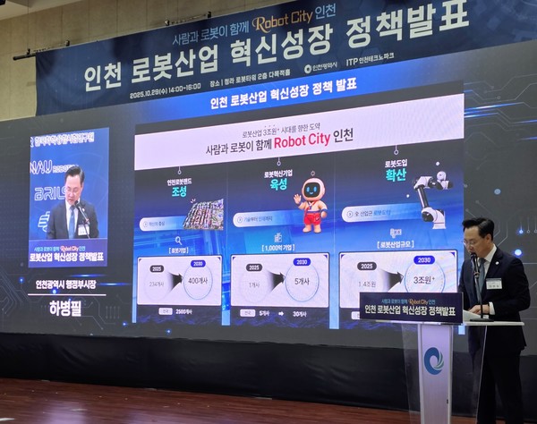 인천광역시(시장 유정복)가 성장과 생산성을 동시에 달성하는 '인천형 로봇혁신'을 통해, 지역적 필요와 국가적 전략의 교집합에서 나온 현실적이고 실행지향적인 비전을 발표함으로써 향후 5년간의 정책 집행 과정에서 어떤 성과를 만들어내느냐가 인천의 미래 경쟁력을 좌우할 것으로 보인다.  (사진=김기문 기자/인천시청)